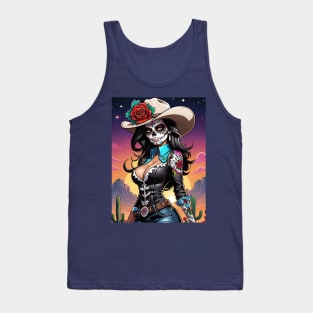 Vaquera - Dia De Los Muertos- Cowgirl Tank Top